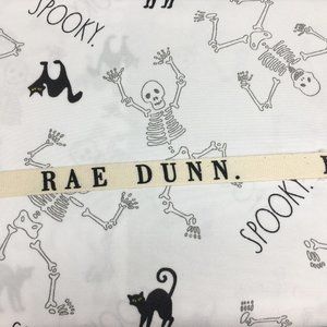4pc Rae Dunn Halloween QUEEN Sheet Set Skeleton Scaredy Black Cat Spooky LL NEW